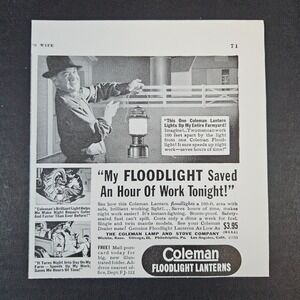 1941 Coleman Floodlight‎ Lanterns Vintage Print Ad Utility Camping Outdoors Lamp